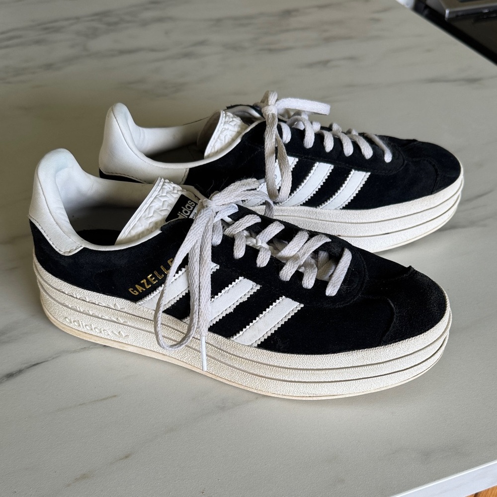 Adidas Gazelle Platform Black White Sneakers